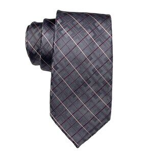 Michael Kors Men’s Gray Pink Purple Plaid Silk Tie
